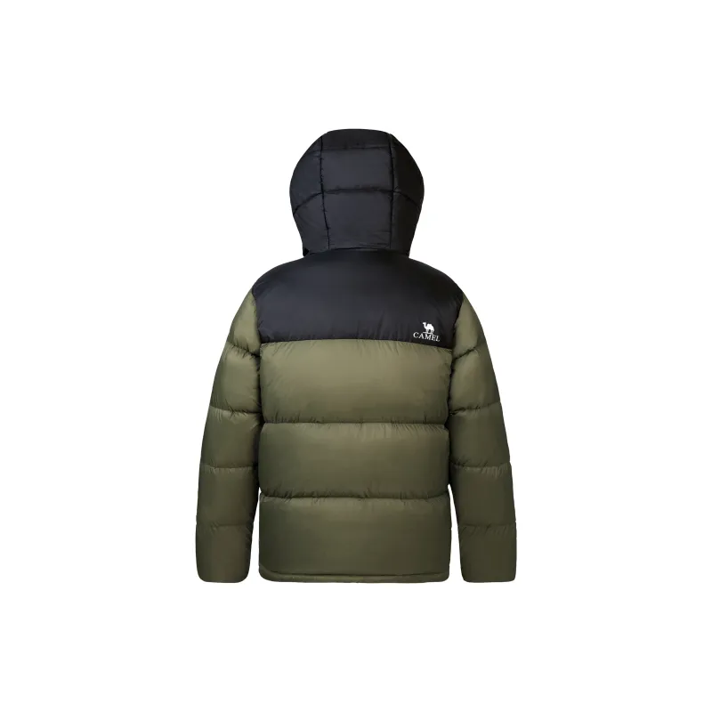 CAMEL Thermal Cold Resistant Color Block Hooded Puffy Down Jacket Unisex-5