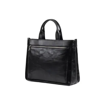 LARTIGENT Top Grain Cow Leather Handbag Men's Black