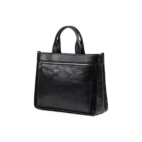 LARTIGENT Top Grain Cow Leather Handbag Men's Black