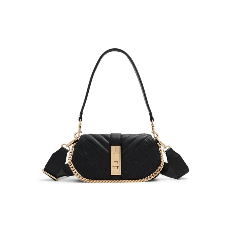 ALDO Artificial Leather Shoulder Bag, Crossbody Bag Regular Women's Black/White-0
