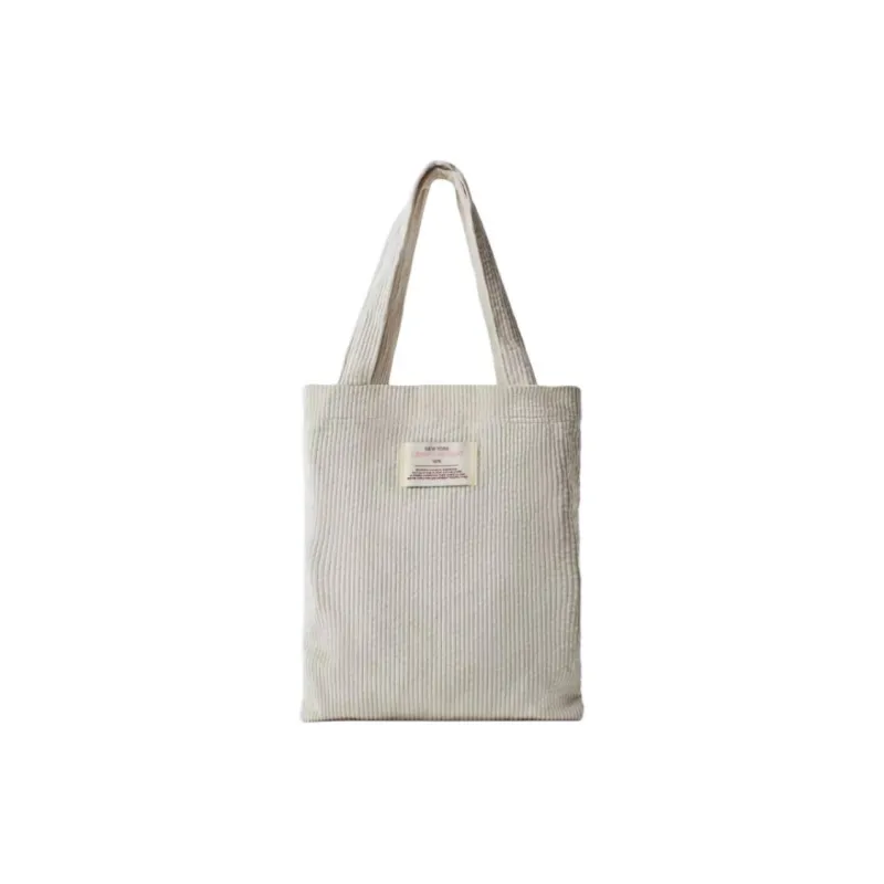 ZARA Cotton Tote Bag Shopping Bag Handbag Small Size Women's Light Beige Yellow/Gray-4