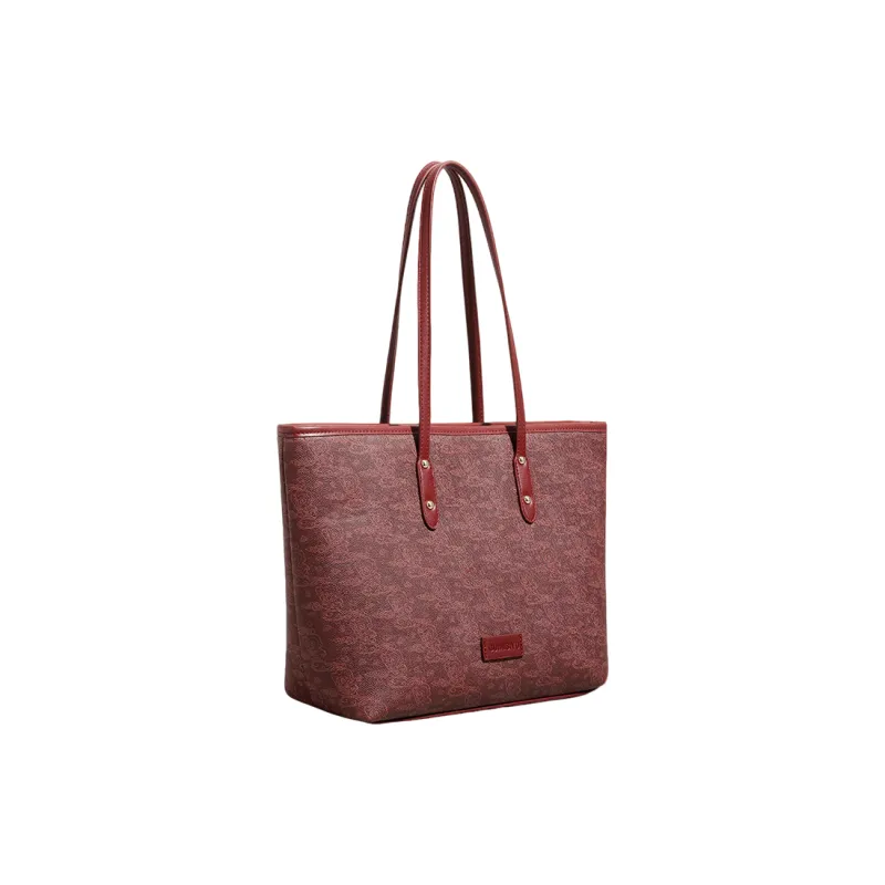 PAYOT Microfiber Synthetic Leather Ruyi Cloud Pattern Wedding Bag, Tote Bag, Shoulder Bag Regular Women's Burgundy-1
