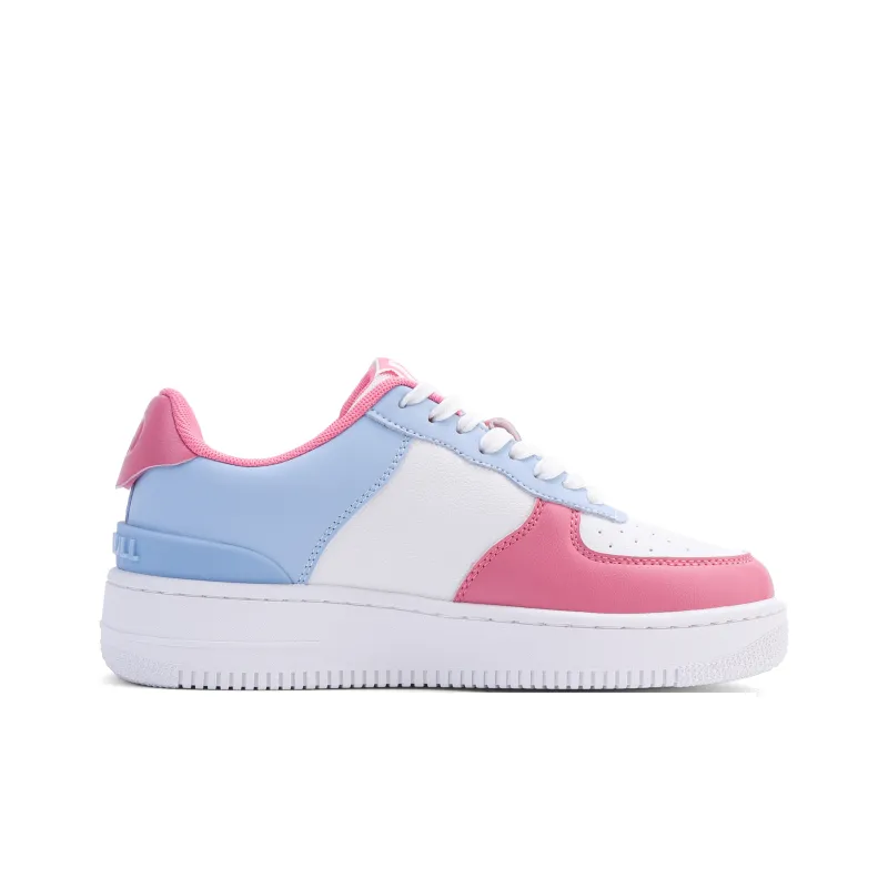 GLO BULL Height Increasing Wear Resistant Breathable Slip Resistant Low Top Skateboard Shoes Women's White Blue Pink-1