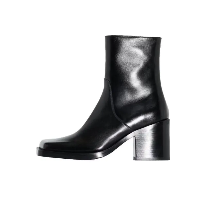 Balenciaga Black Cut 80 Boots Black Leather Women's-0