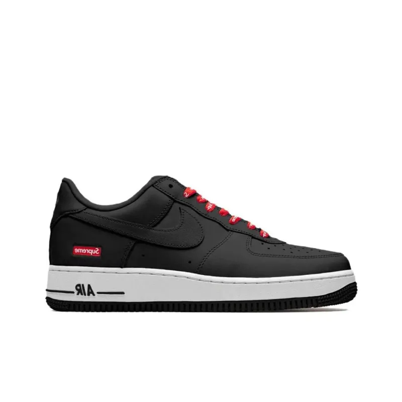 Supreme x Nike Air Force 1 Anti Slip Wear Resistant Low Top Skateboard Shoes Unisex Black Red-1