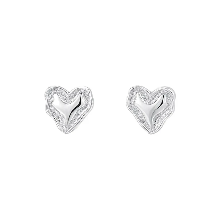 Heart Grass S925 Silver Stud Earrings Women's-0