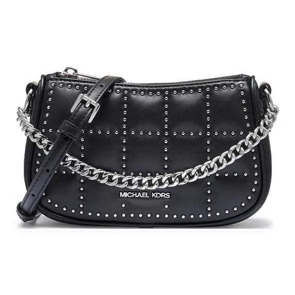 MICHAEL KORS Carmela Artificial Leather Shoulder Bag, Saddle Bag, Crossbody Handbag Trumpets Women's Black-0