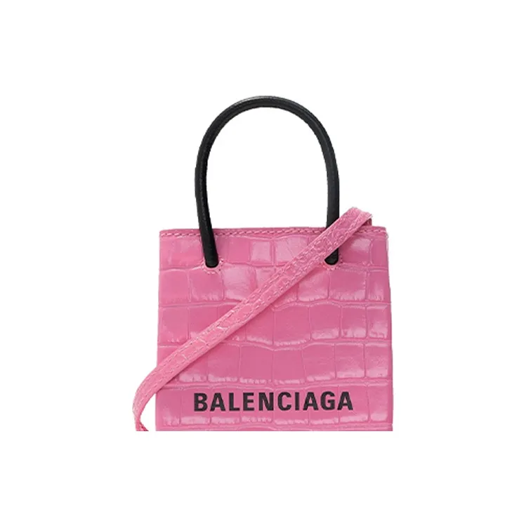 Balenciaga Cow Leather Cell Phone Pouch Women's Pink-4