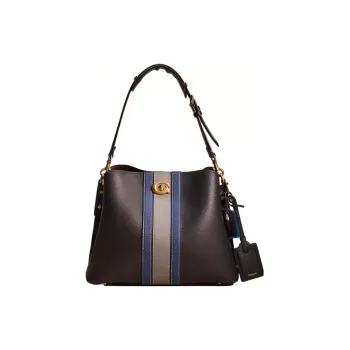 COACH Willow Eggstone Grain Leather Tote Bag Shopping Bag Handbag Shoulder Bag Large Size Women's Black