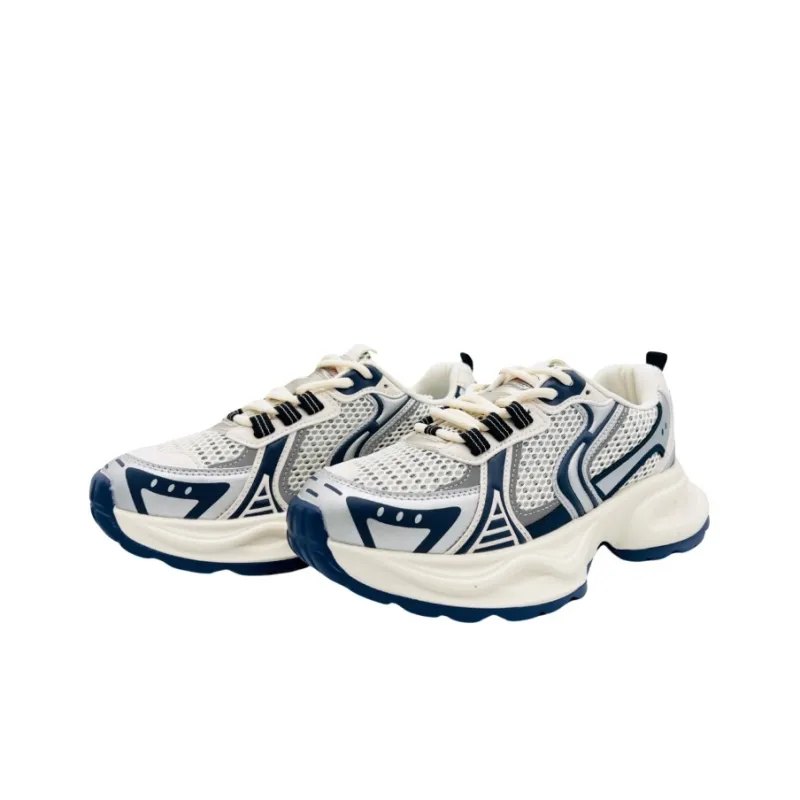 QIANJIN Breathable Mid Top Chunky Sneakers Women's Light Blue-2