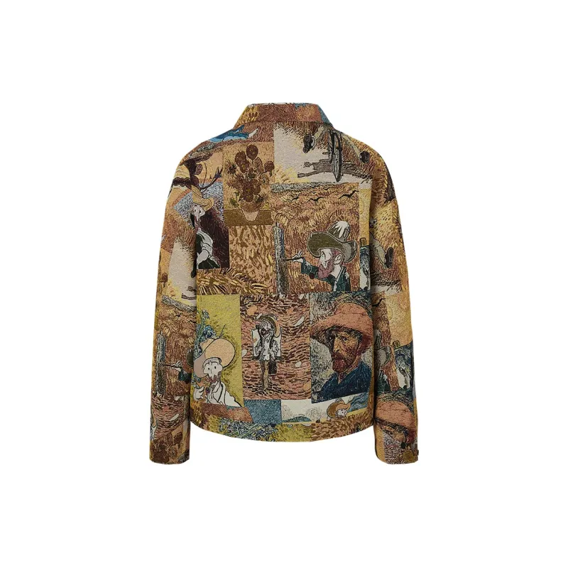 EPTISON Puffer Jackets Unisex Van Gogh Oil Paintings Yellow-1