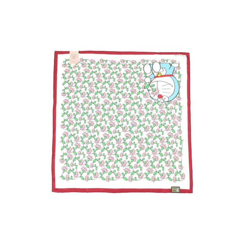 Doraemon X GUCCI Doraemon X GUCCI Doraemon X GUCCI Collaboration Silk Scarves Unisex Red-1