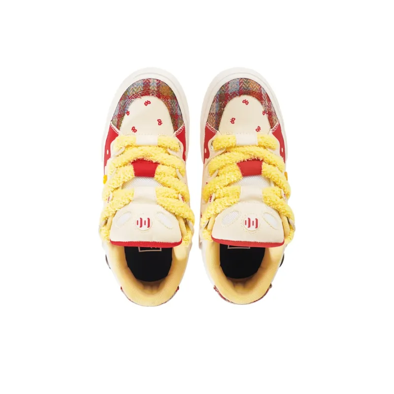 Ollieskate Wear-Resistant Lightweight And Balanced Low-Top Skateboard Shoes Unisex Red White Yellow-2