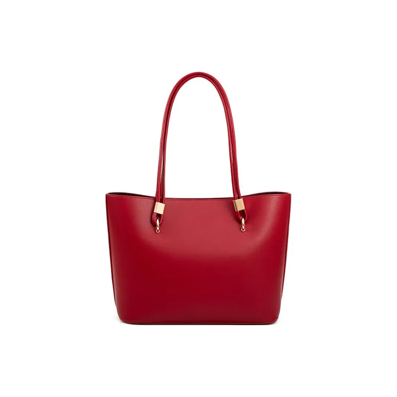 PAYOT Microfiber Synthetic Leather Tote Bag Shoulder Bag Regular Women's Black/Red-5