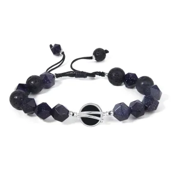 MAGICPOLE Titanium Steel Zisha Stone Volcanic Stone Fabric Bracelets Men's Black