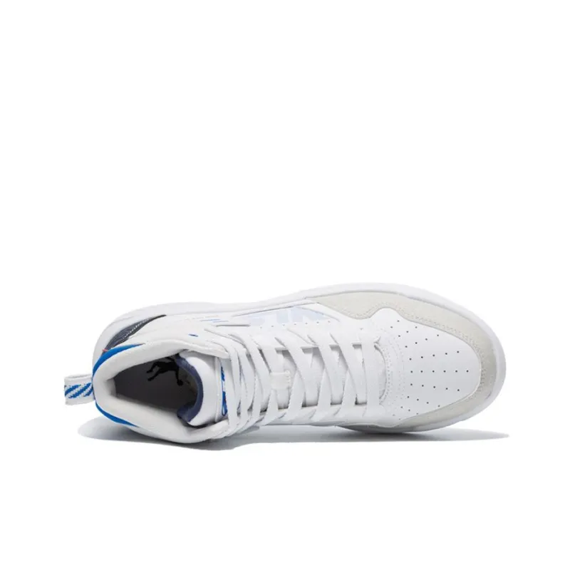 QIAODAN Q Wear-Resistant Support High-Top Skateboard Shoes Men's White Blue-2