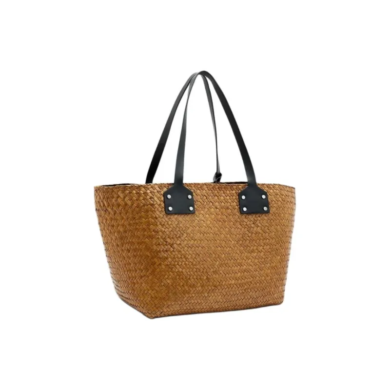 ALLSAINTS Straw Woven Tote Bag Shopping Bag Handbag Large Size Unisex Brown-1