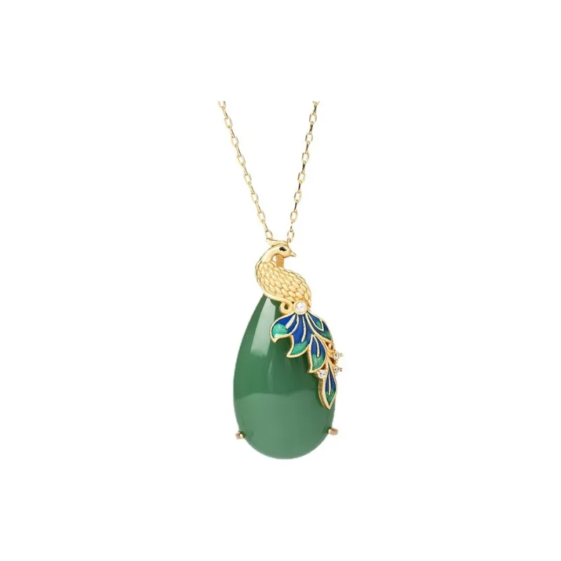 Strange Snow Colored Glaze Jade Necklaces Unisex-0