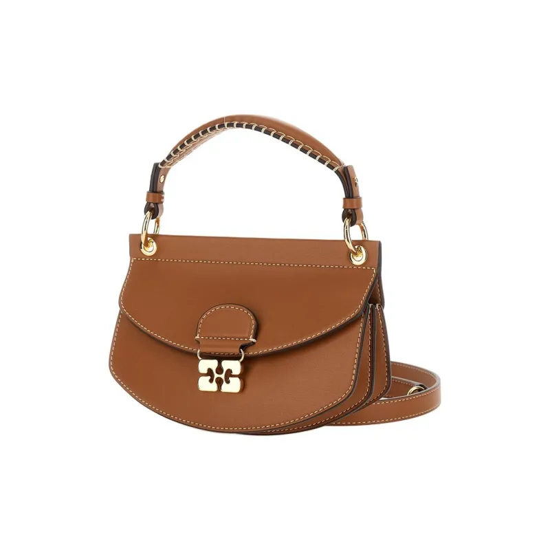 GANNI Recycled Leather Shoulder Bag Crossbody Bag Handbag Women's Brown-1