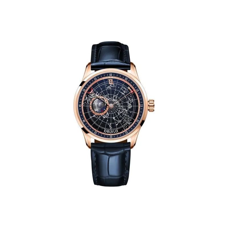 OBLVLO Automatic Mechanical Movement Watch Men's Watches Black Dial-5