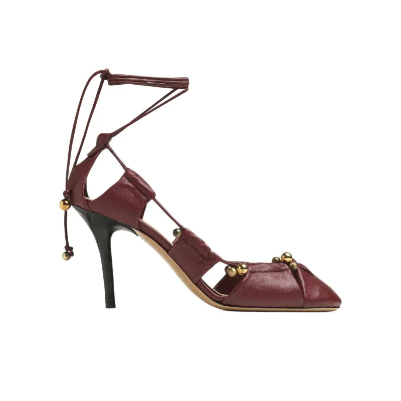 Chloe Luna Slim Heel High Heels 9cm Women's Red-1