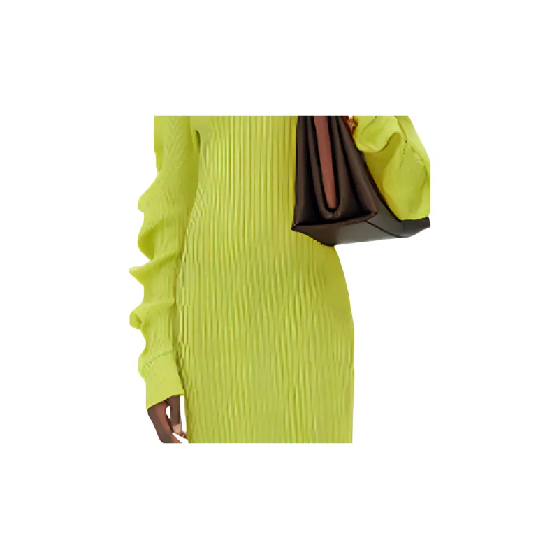Bottega Veneta Long Sleeved Dresses Women's Mustard Green-3