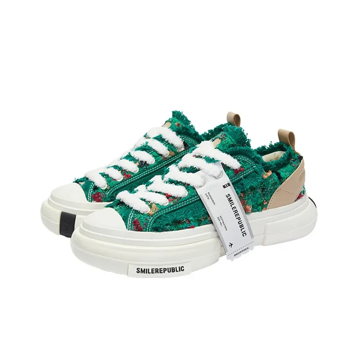 SMILEREPUBLIC Slip Resistant Height Increasing Low Top Canvas Shoes Unisex Green-2