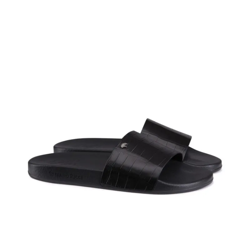 STEFANO RICCI Slide Slippers Men's Black-2