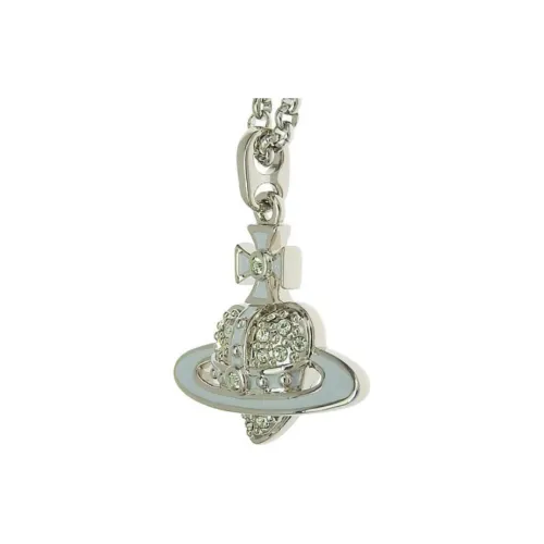 Vivienne Westwood Brass Platinum Peridot Crystal Necklaces Women's Silver