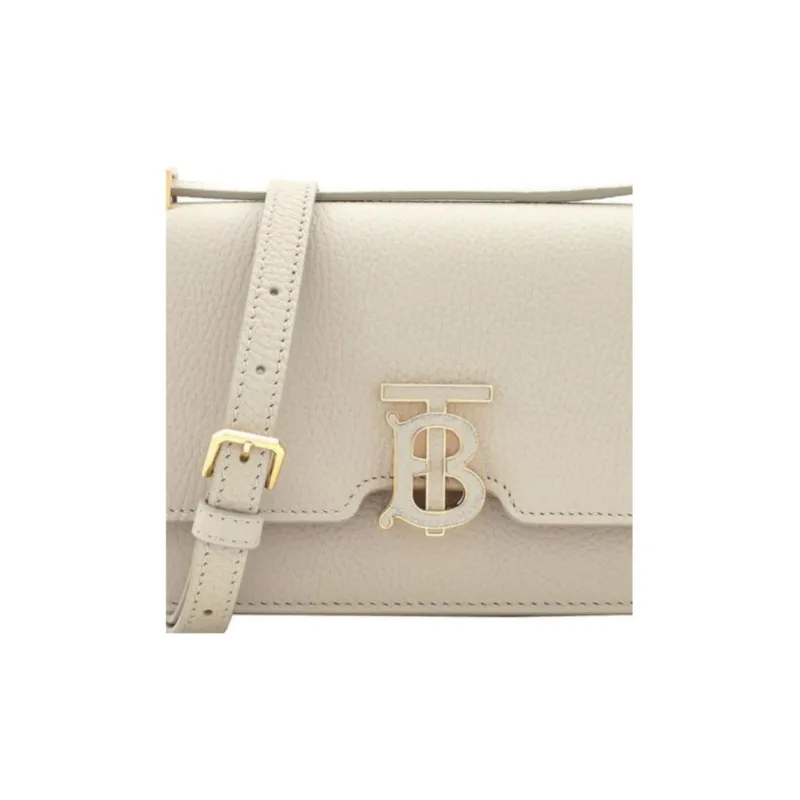 Burberry Leather Crossbody Bag, Shoulder Bag Women's Beige-4
