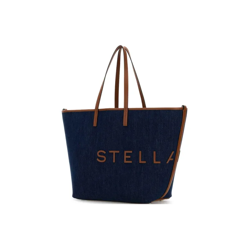 Stella McCartney Cotton Tote Bag Shopping Bag Shoulder Bags Women's Blue-1