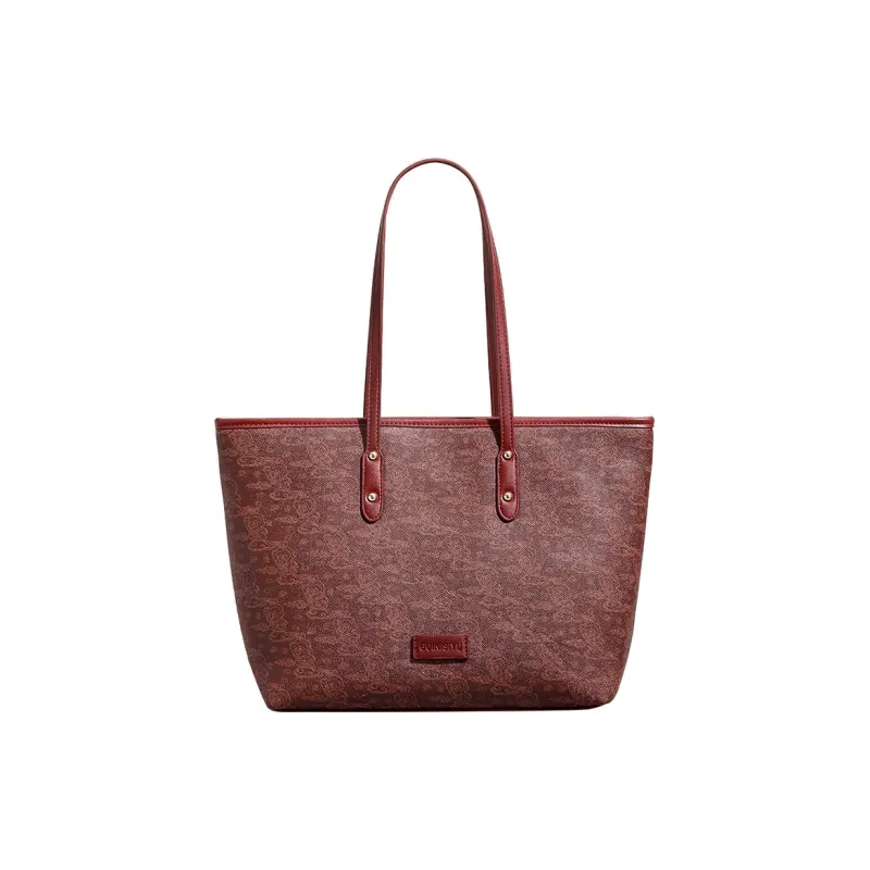 PAYOT Microfiber Synthetic Leather Ruyi Cloud Pattern Wedding Bag, Tote Bag, Shoulder Bag Regular Women's Burgundy-0