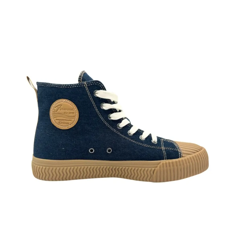 QIANJIN High Top Canvas Shoes Men's Navy Blue-1
