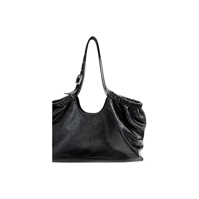 ALDO Top Grain Cow Leather Tote Bag, Shopping Bag, Crossbody Bag, Shoulder Bag Tubas Women's Black-4
