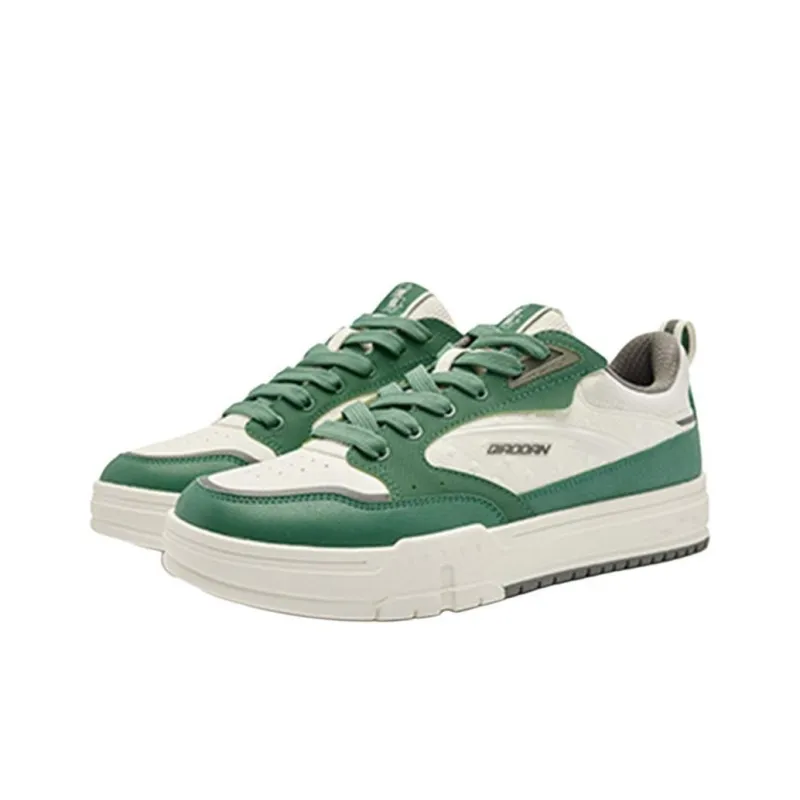 QIAODAN Dry Anti Slip And Wear Resistant Lightweight Low Top Skateboard Shoes Men's White Green-2