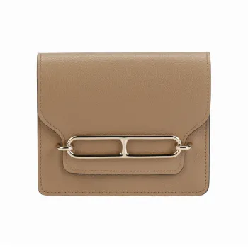 HERMES Roulis Evercolor Calfskin Pig Nose Wallet Women's 0M CHAI Milk Tea Beige