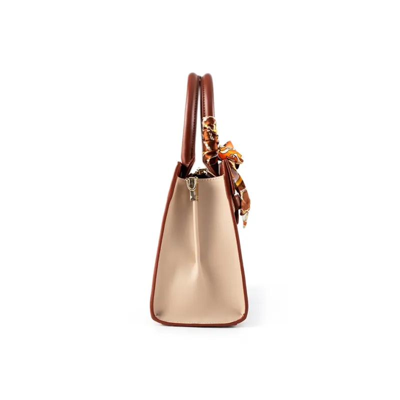Vigno Synthetic Leather Handbag, One Shoulder, Crossbody Bag Regular Women's Coffee & Apricot-3