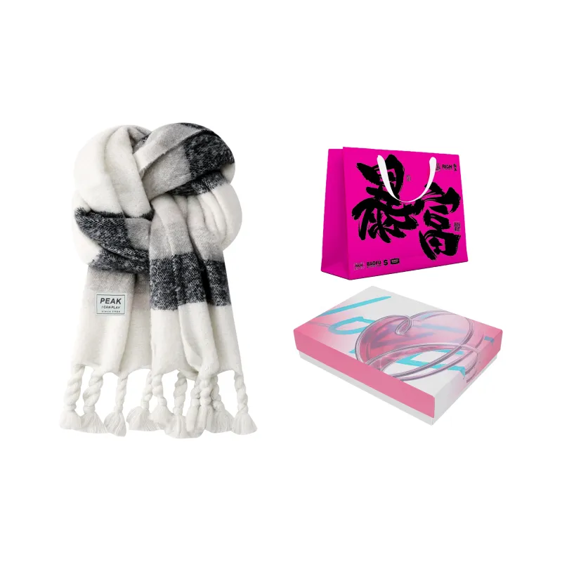 PEAK RIGHT Series Knit Scarves Unisex Black White-9