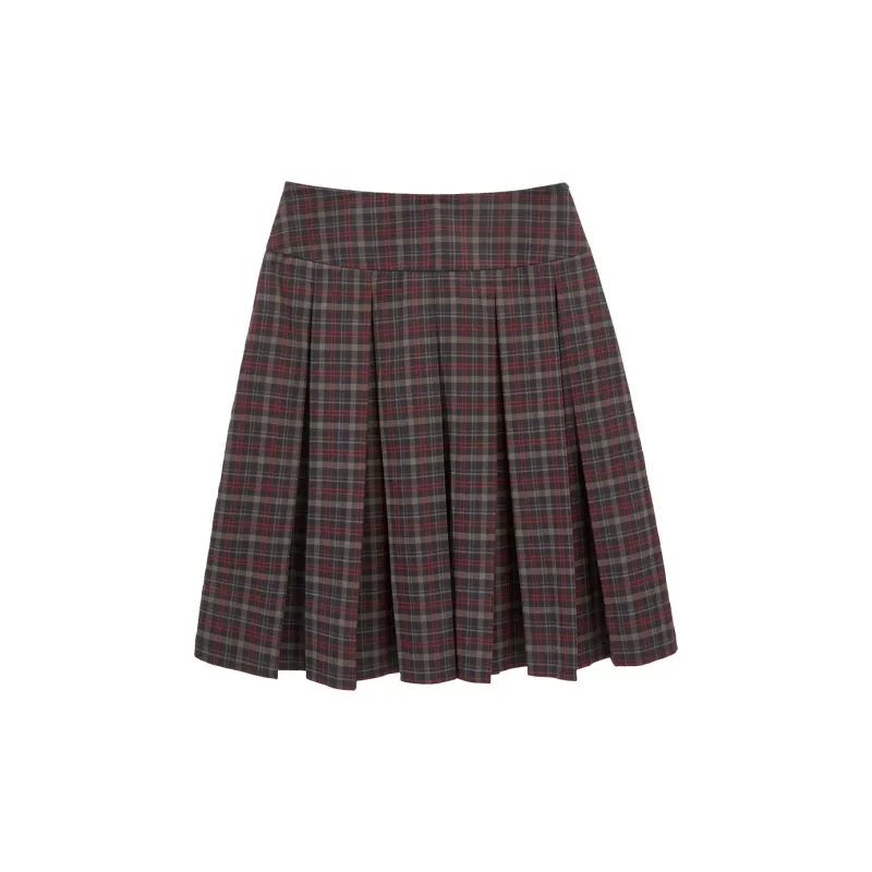 Hotwind Casual Short Skirts Women's Red Plaid-1