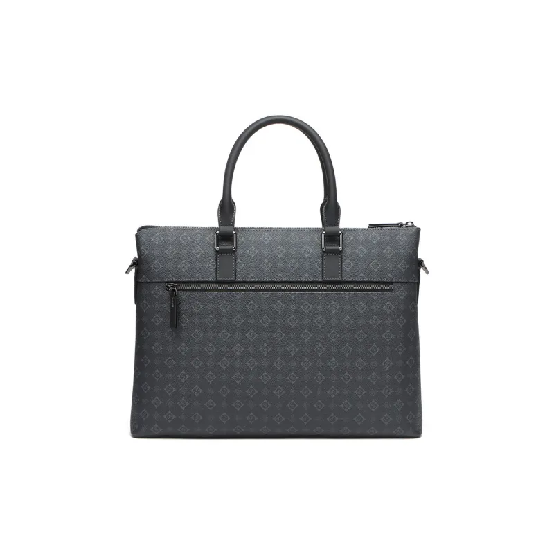 SEPTWOLVES Cow Leather Portable Crossbody Briefcase Men's Black-1