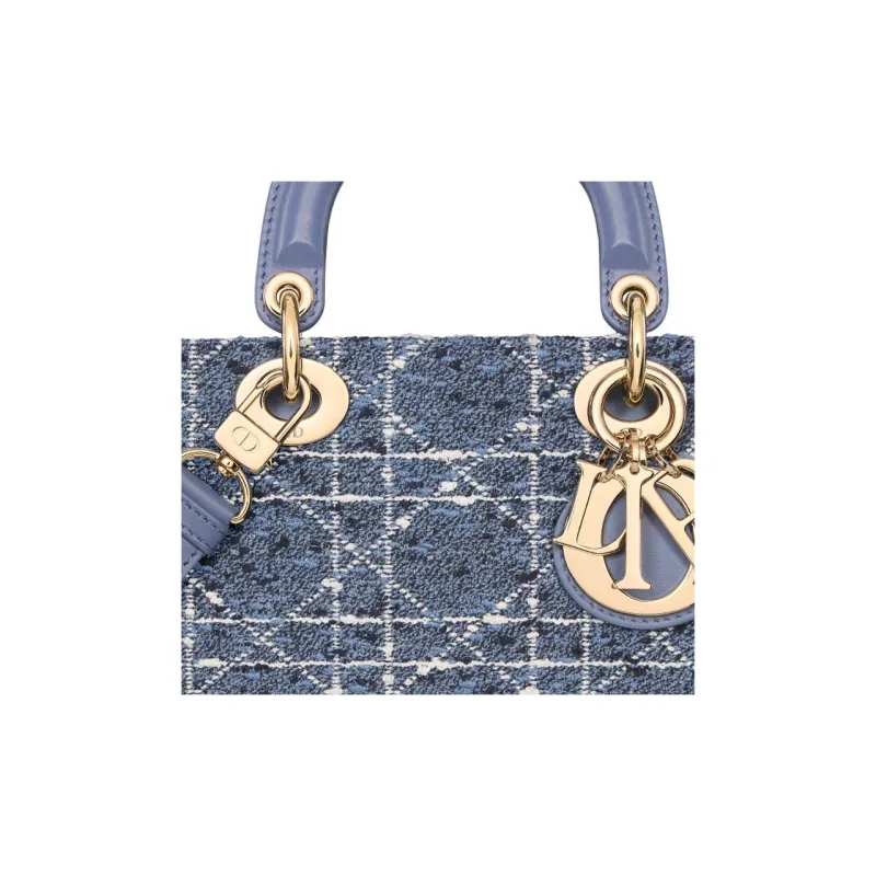 DIOR Lady D JOY Woolen Lady Dior Bag, Shoulder Bag, Crossbody Bag, Handbag Medium Size Women's Blue-1