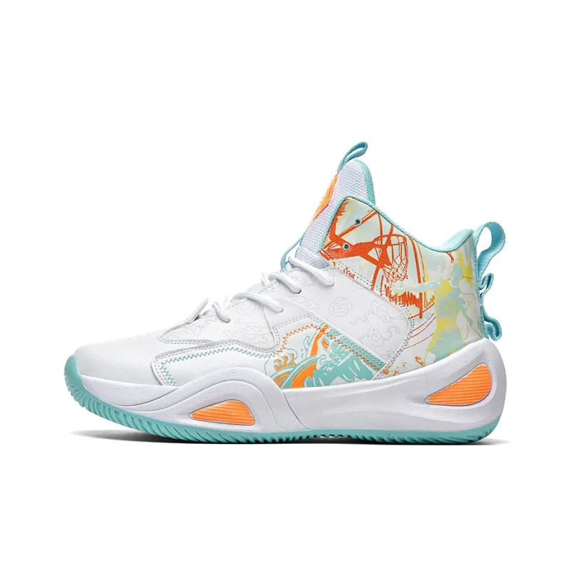 SOURCE Basketball Shoes Unisex High Top White/Pink/Aqua/Black-19