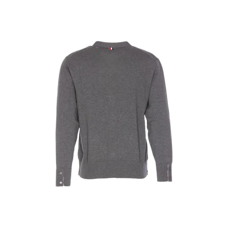 THOM BROWNE 4 Bar V Neck Relaxed Fit Cardigan-1