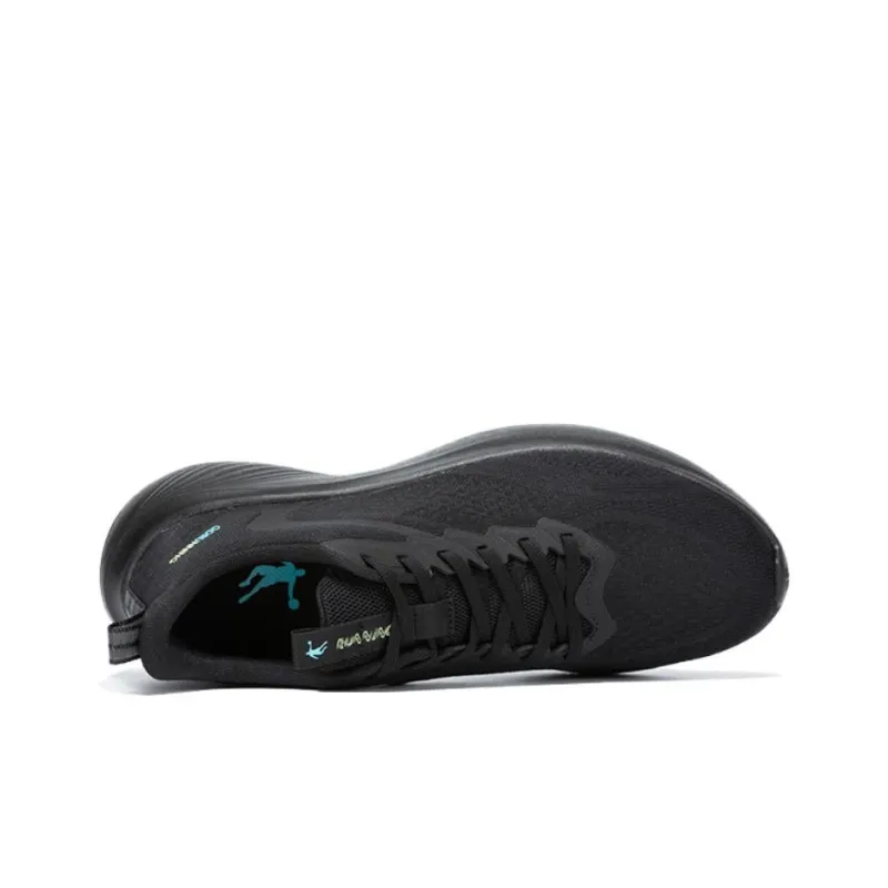 QIAODAN Abrasion Resistant Low Top Casual Running Shoes Men's Black Blue-2