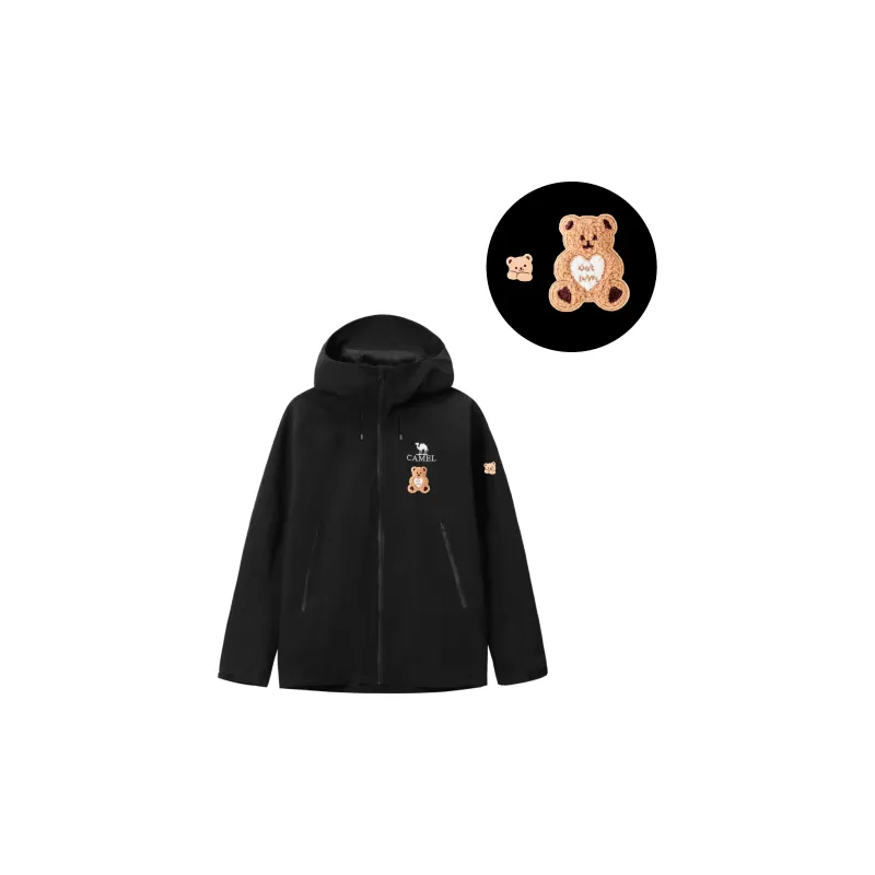 CAMEL All weather Water Resistant Windproof Warm Cold Resistant Windbreaker Jacket Unisex Black-2