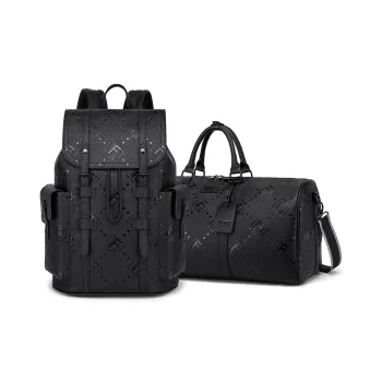 FAIRWHALE PU Backpack Laptop Bag Regular Men's Emma Orange/Twilight Black