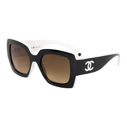CHANEL Irregular Shape Sunglasses Unisex Black