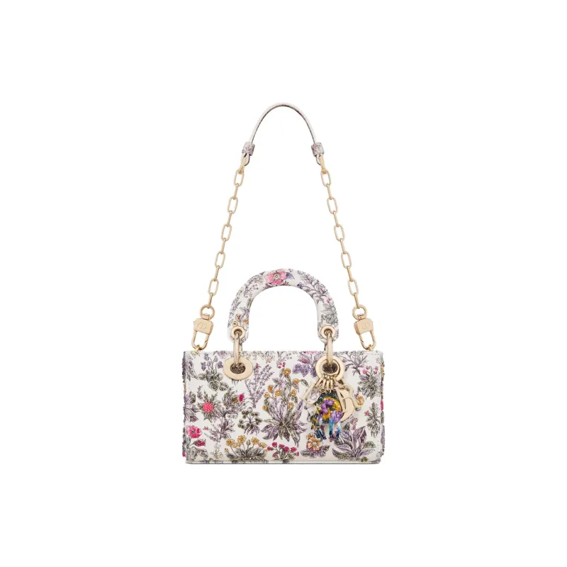 DIOR Lady D JOY Calfskin One Shoulder Handbag Micro Women's Ecru-1