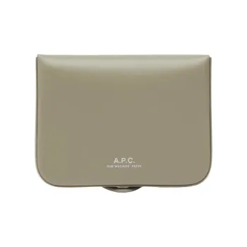 A.P.C Leather Wallet Men's Green Gray Umber