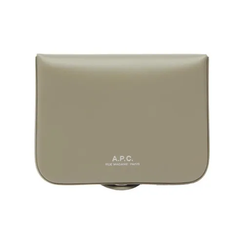 A.P.C Leather Wallet Men's Green Gray Umber